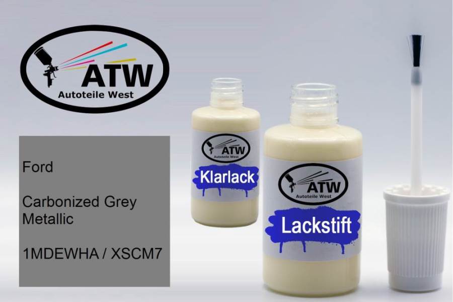 Ford, Carbonized Grey Metallic, 1MDEWHA / XSCM7: 20ml Lackstift + 20ml Klarlack - Set, von ATW Autoteile West.